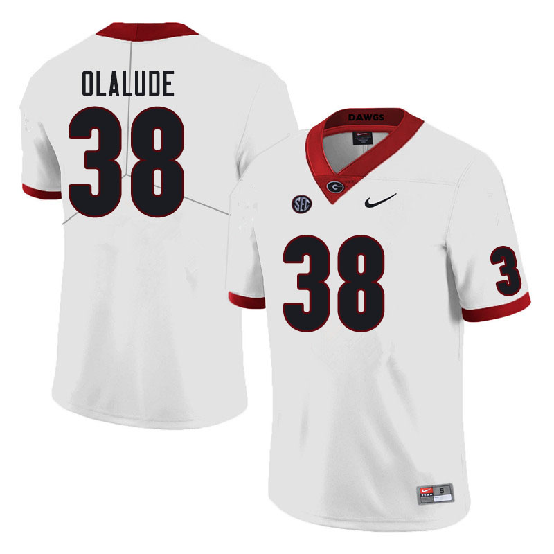 Men #38 Aaron Olalude Georgia Bulldogs College Football Jerseys Sale-White - Click Image to Close
